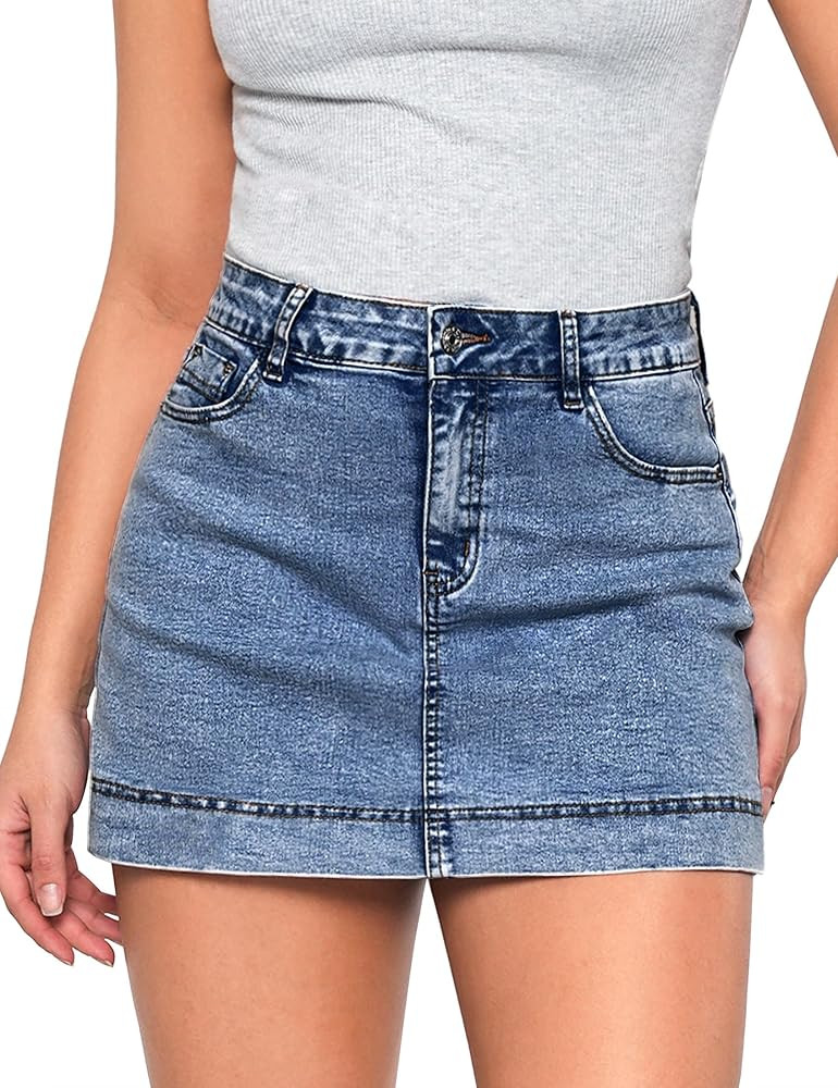 luvamia Jean Skorts for Woman Trendy High Waisted Stretchy Denim Skirt with Shorts Y2K Mini Skort... | Amazon (US)