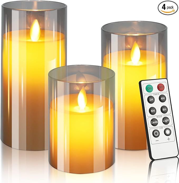 Aignis Flameless Candles Flickering with Remote, Battery Operated Candles Pack of 3 with Timer, P... | Amazon (US)