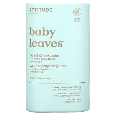ATTITUDE, Baby Leaves, Face & Cheek Balm, Unscented, 1 oz. (30 g) | iHerb