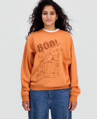 Peanuts Juniors' Snoopy Pumpkin Graphic Print Sweatshirt - Caramel | Macy's