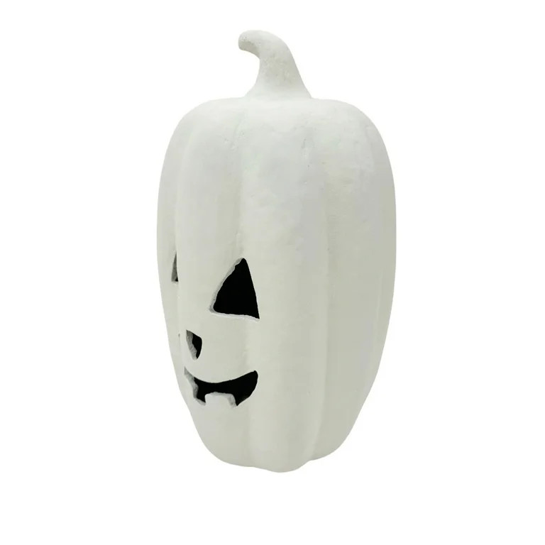 Paper Mache Jack-o'-Lantern Tabletop Decoration, White, 12", Halloween by Way To Celebrate | Walmart (US)