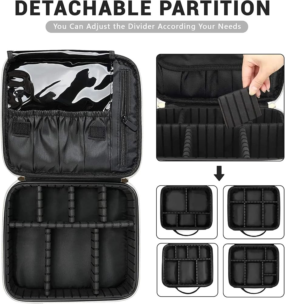 Checkered Makeup Bag, Portable Bag with Adjustable Partition, Cosmetic Bags for Women Toiletry Tr... | Amazon (US)