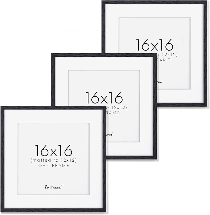 (16x16 in | 41x41 cm) Black Solid Oak Wood Picture Frame Poster Frame Wall Photo Frame, Display P... | Amazon (US)