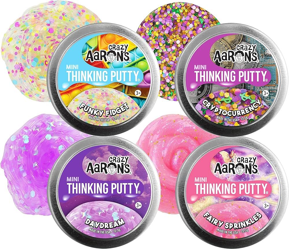 Crazy Aaron's Putty Mini Tins Funky Fidget, Daydream, Cryptocurrency & Fairy Sprinkles Gift Set Bundle - 4 Pack (13.3g Each) | Amazon (US)