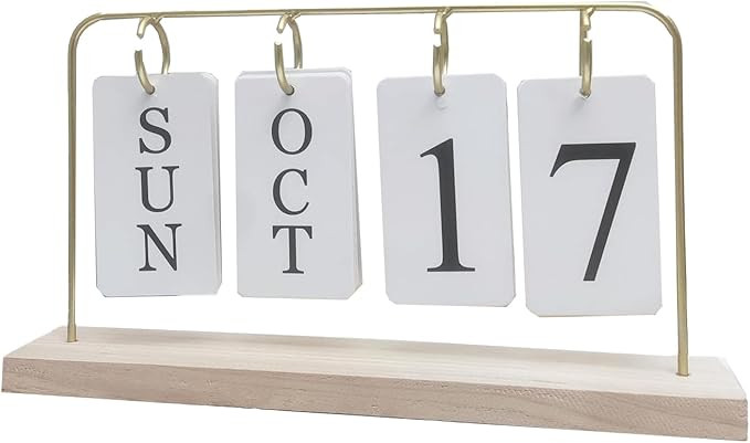 Wooden Perpetual Calendar for Desk, Metal Wood Month Date Display for Teachers, Students, Classro... | Amazon (US)
