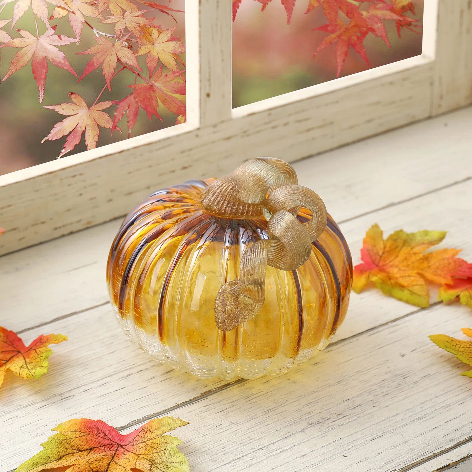 The Holiday Aisle® Crackle Glass Pumpkin & Reviews | Wayfair | Wayfair North America