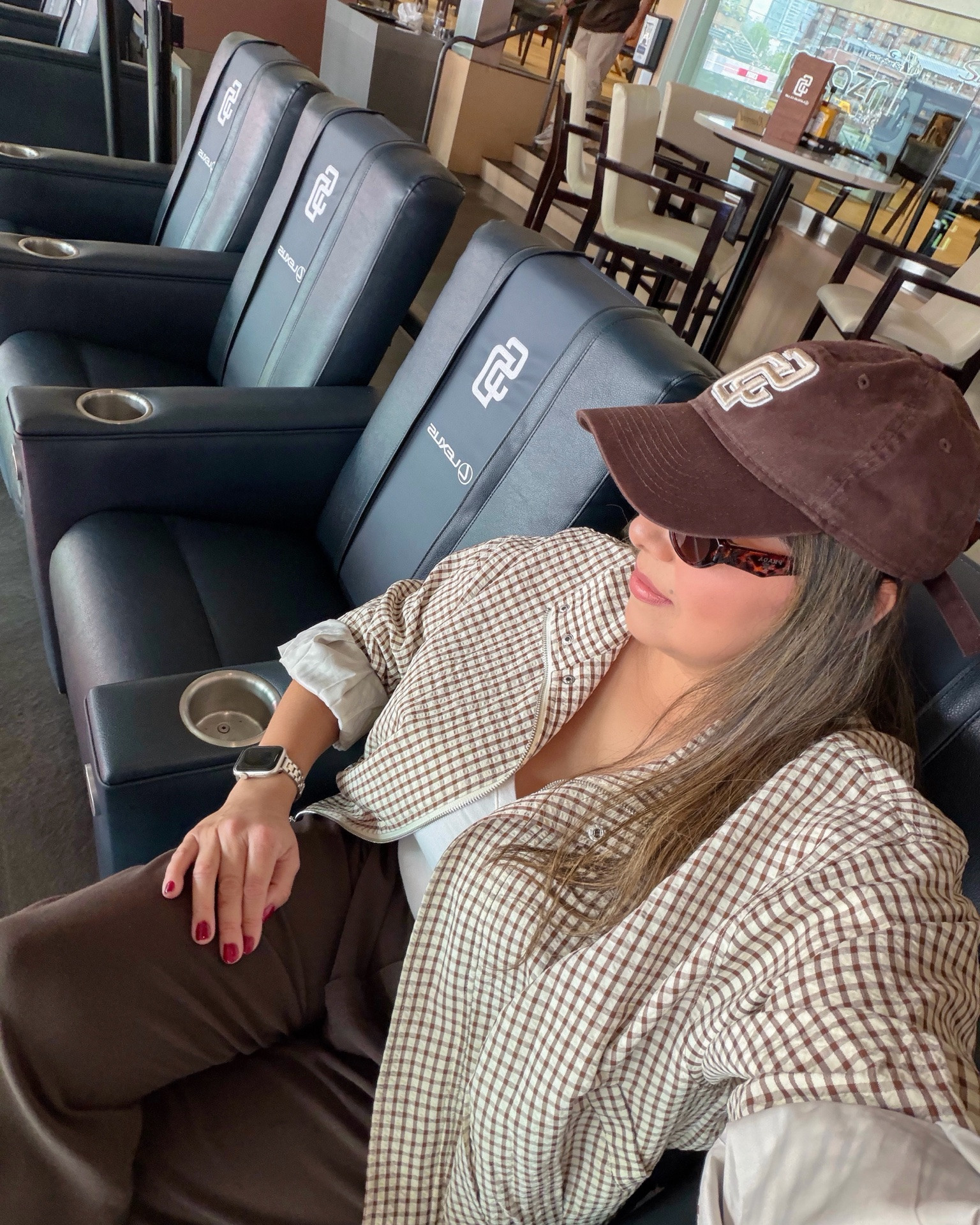 Padres game outfit idea, brown trousers with brown grid jacket

#LTKootd #LTKmomlife #LTKActive
