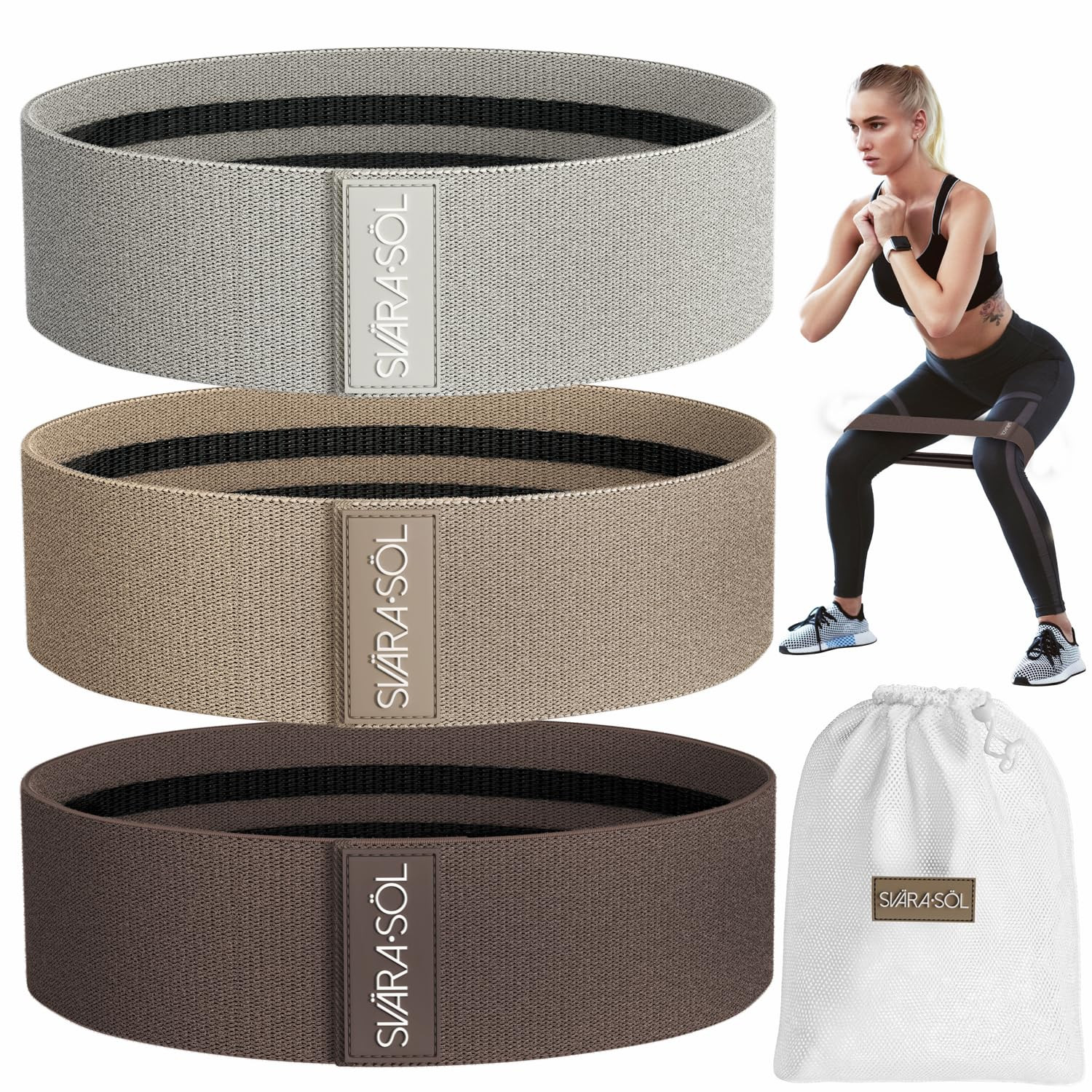 Fabric Resistance Bands Set of 3 for Legs, Glutes, Arms, Booty Bands for Women and Men, Resistanc... | Amazon (US)
