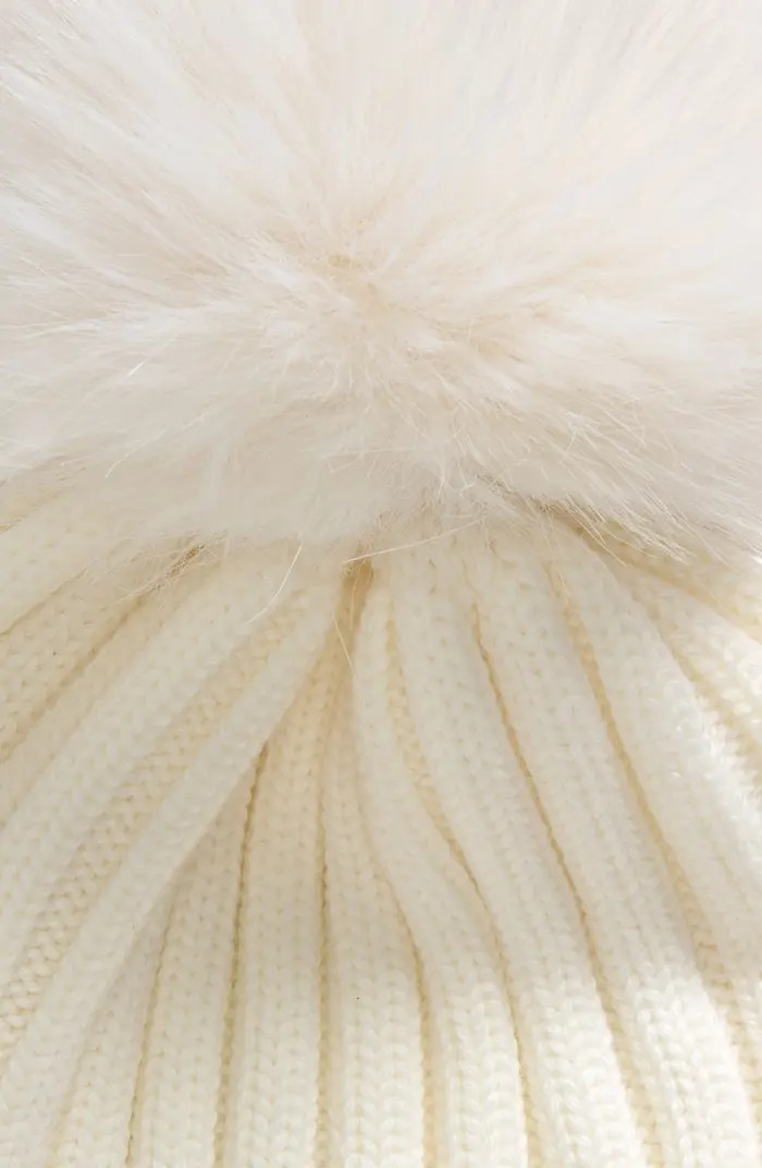 Moncler Virgin Wool Rib Beanie with Faux Fur Pompom | Nordstrom | Nordstrom