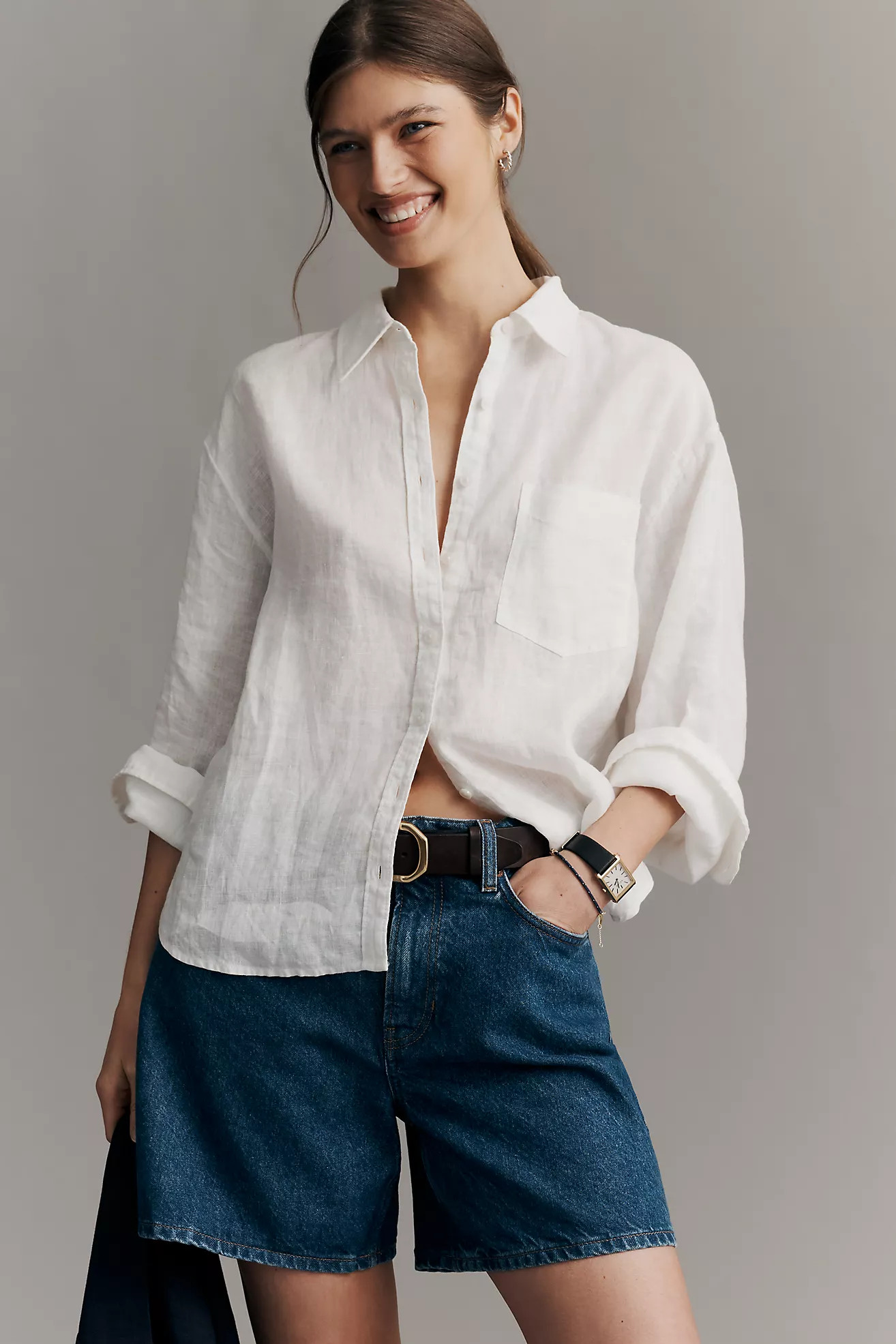 Shrunken Bennet 100% European Linen Buttondown Shirt | Anthropologie (US)