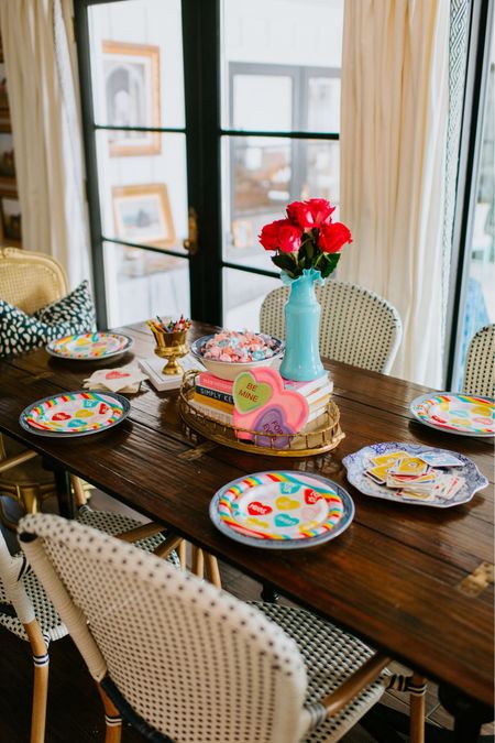 A fun way to decorate for Valentine’s Day is to incorporate a kids’ table with inexpensive seasonal paper plates and activities the kids will love like cards or coloring! 

#LTKSeasonal #LTKparties #LTKfamily