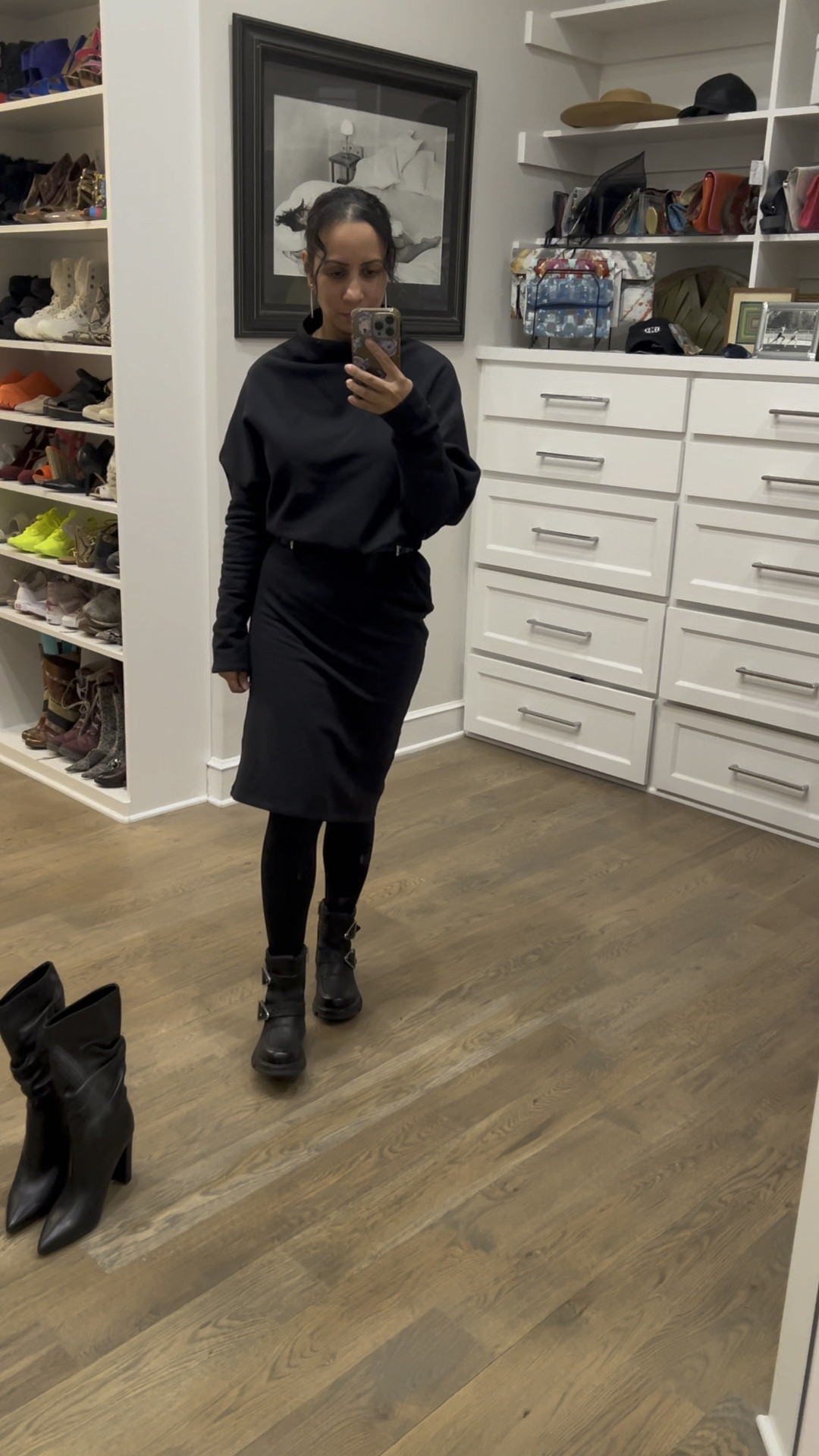 Love wearing this wide black belt with a sweatshirt dress and fleece lined tight. 

#sustainablefashion #fleecelinedleggings #blackdress #datenightdress #blackbelt #valentinesdayoutfit 

#LTKstyletip #LTKVideo #LTKover40