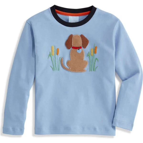 Solid Long Sleeve Applique Tee, Denim with Bennett | Maisonette