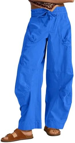Aoysky Womens Baggy Barrel Wide Leg Pants Drawstring Elastic High Waisted Casual Loose Trousers P... | Amazon (US)