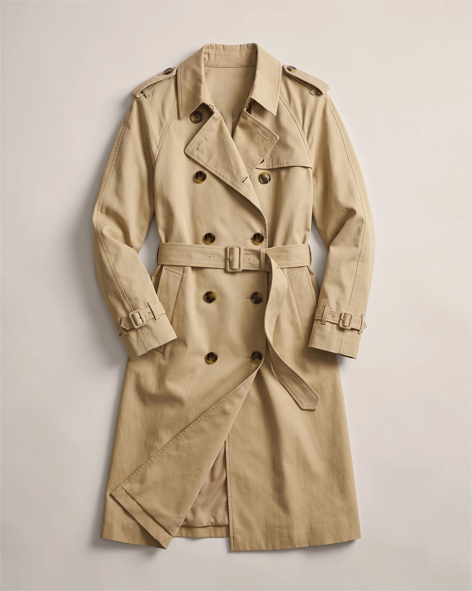 Quince | Women's Comfort Stretch Long Trench Coat in Midnight Black, Size XL, Organic Cotton | Quince