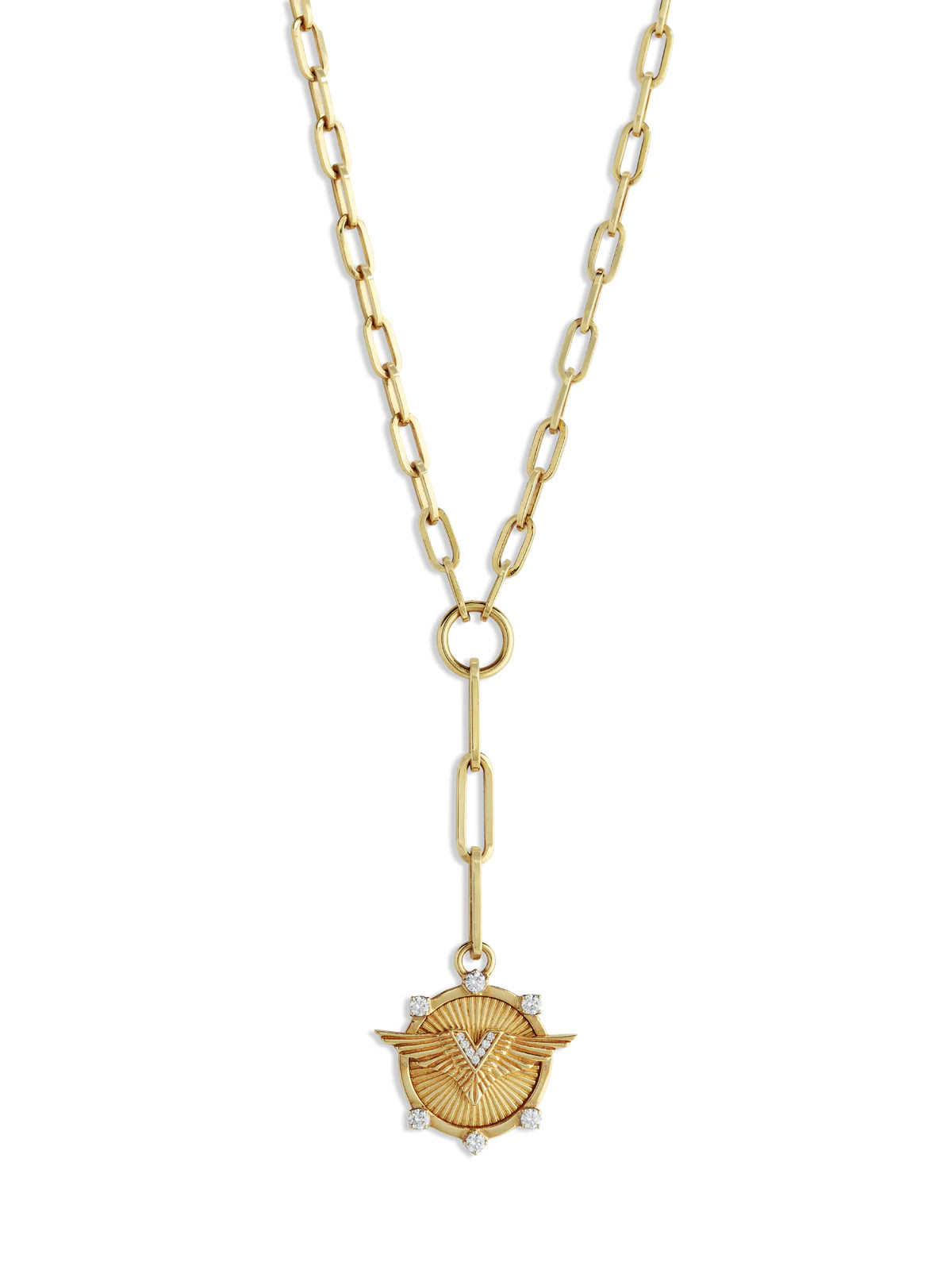 Baby Passion Medallion On Yellow Gold Refined Clip Chain Necklace | YLANG 23