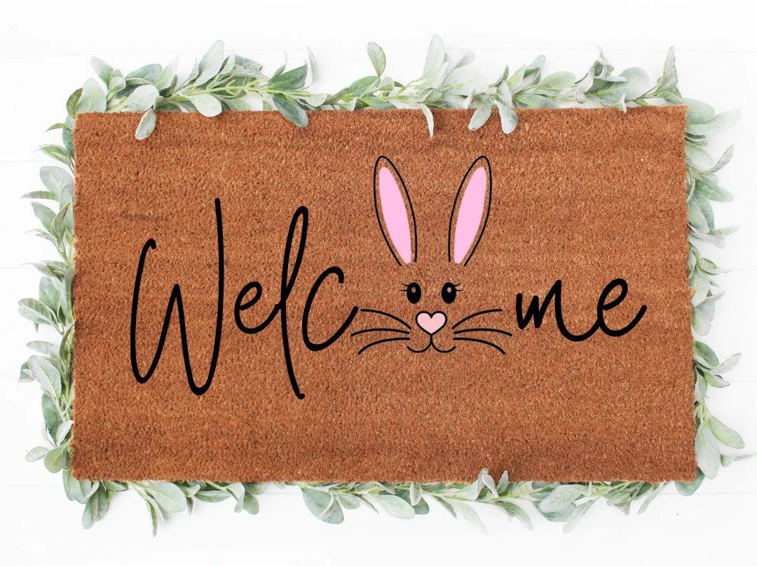 Welcome Easter Bunny Face Doormat | Easter Doormat | Spring Doormat | Easter Decor | Holiday Door... | Etsy (US)