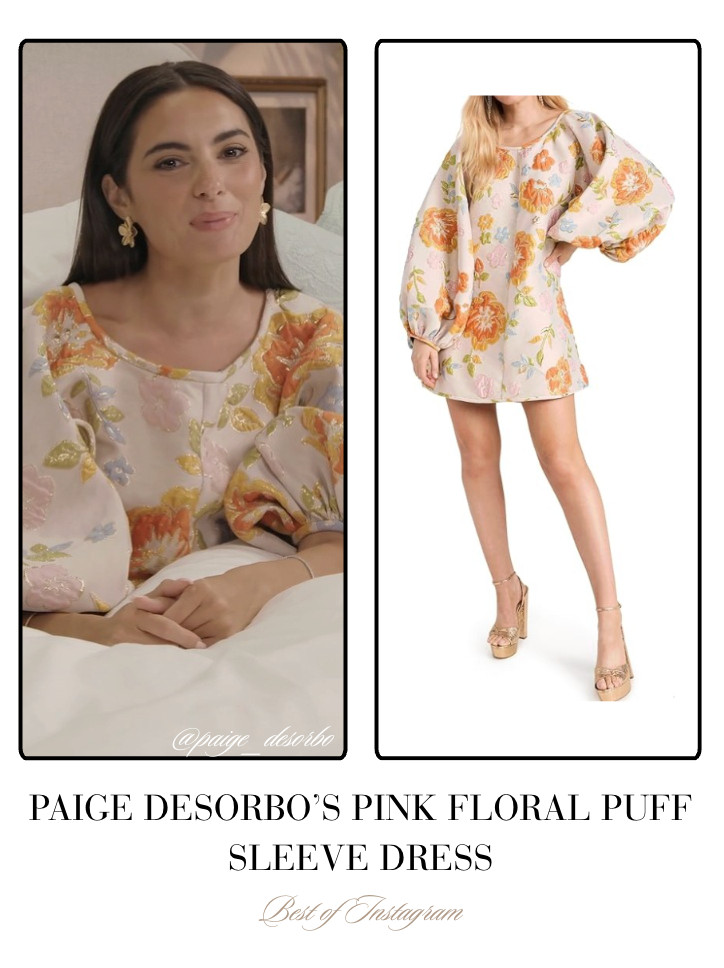 Paige DeSorbo's Pink Floral Puff Sleeve Dress 📸= @paige_desorbo  

 
