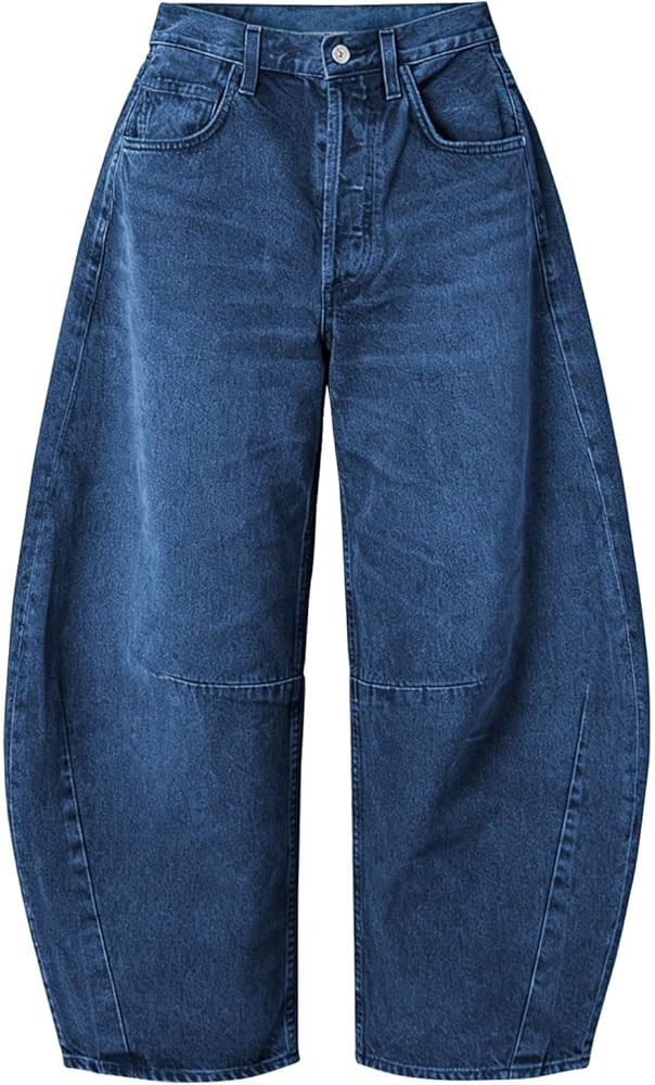EXLURA Womens Barrel Jeans Wide Leg Y2K Boyfriend Denim Pants Hip Hop Vintage Baggy Jeans Cotton ... | Amazon (US)