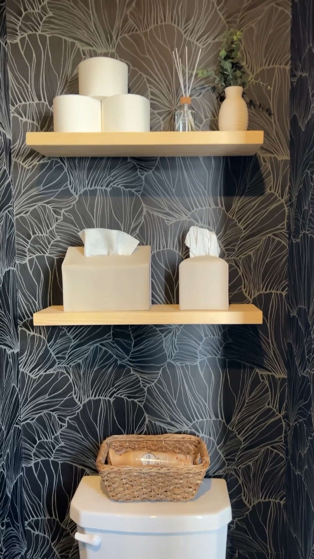 Making a statement in our powder room with this black peel & stick wallpaper!

#LTKFindsUnder50 #LTKHome