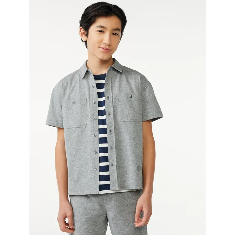 Free Assembly Boys Jersey Button Down Shirt, Sizes 4-18 | Walmart (US)