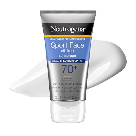 Neutrogena Sport Face Sunscreen Lotion SPF 70+ Oil Free Sweat and Water-Resistant Broad Spectrum ... | Amazon (US)