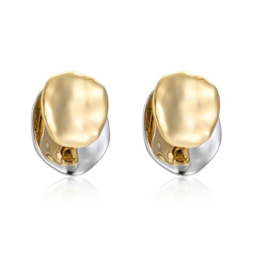 ABILITH Gold and Silver Hoops Earrings,Two Tone Earrings for Women,Mix Color Chunky Studs,Hypoallergenic Earrings for Teen | Amazon (US)