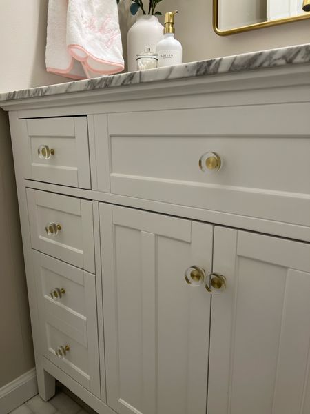 Bathroom vanity. 

Gold hardware. Gold knobs. Amazon home. Guest bathroom  

#LTKFind #LTKstyletip #LTKhome