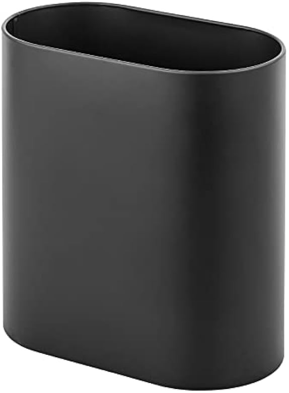 mDesign Pill Shaped Metal Small Trash Can Wastebasket, Garbage Container Bin for Bathrooms, Powder R | Amazon (US)
