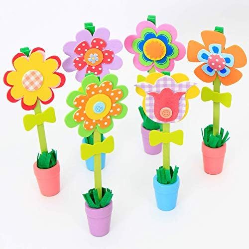 12Pcs Flower Recipe or Picture Holder Craft Kit, 7 ¼ inches High for Kids' Fun Home Activities Easte | Amazon (US)