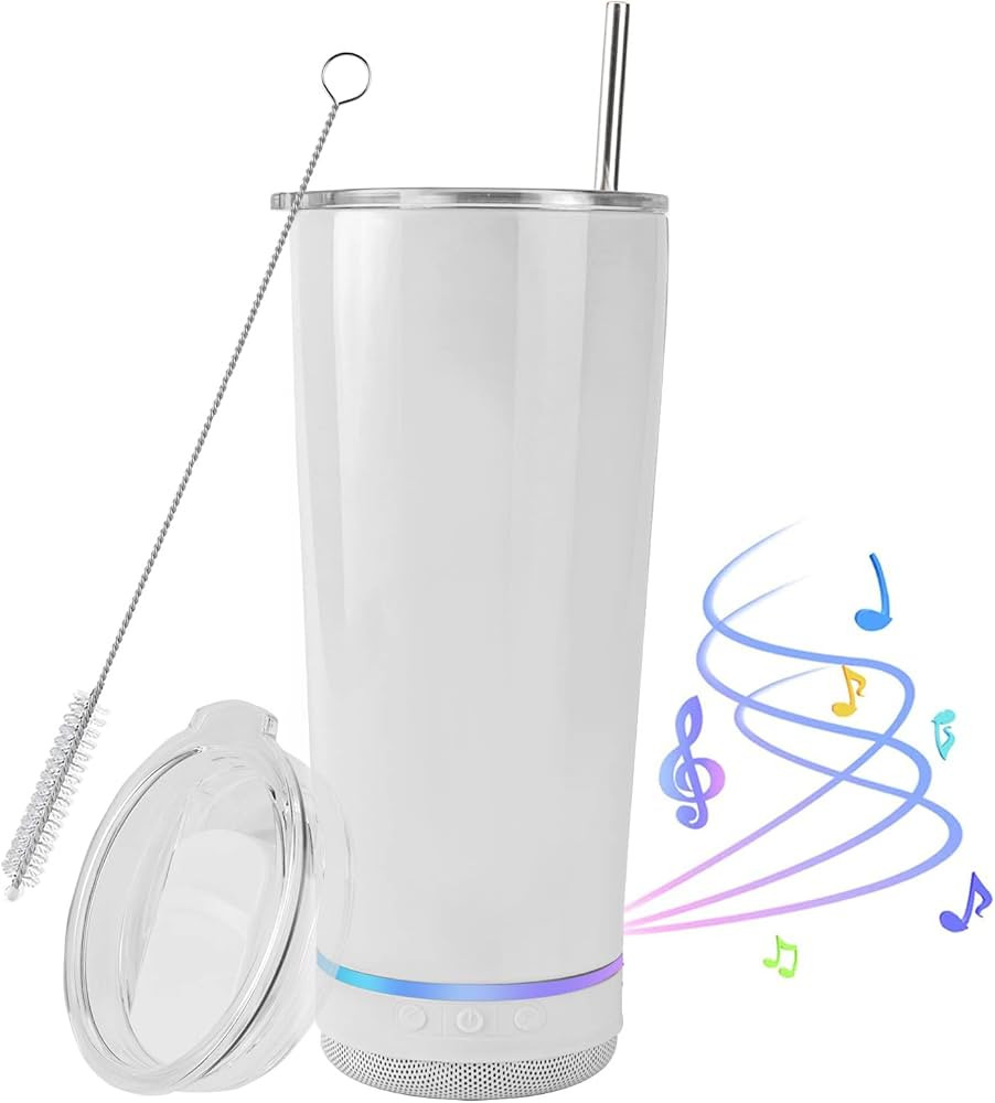 INSTOME 18oz Music Speaker Tumbler,Double Walled Music Tumbler Cup with Straw and Lid Sublimation... | Amazon (US)