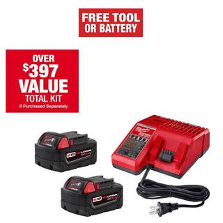 Milwaukee M18 18-Volt Lithium-Ion XC Starter Kit with Two 5.0Ah Batteries and Charger 48-59-1852B... | The Home Depot