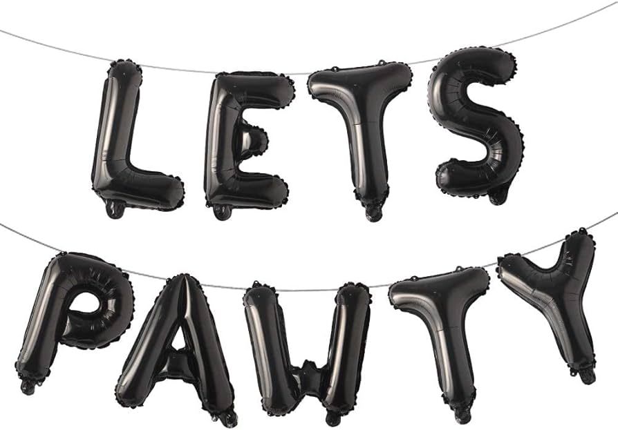 9PCS 16'' Foil Balloon Dog Pet Birthday Lets Pawty Balloons,Happy Birthday Banner for Pet Dog Par... | Amazon (US)