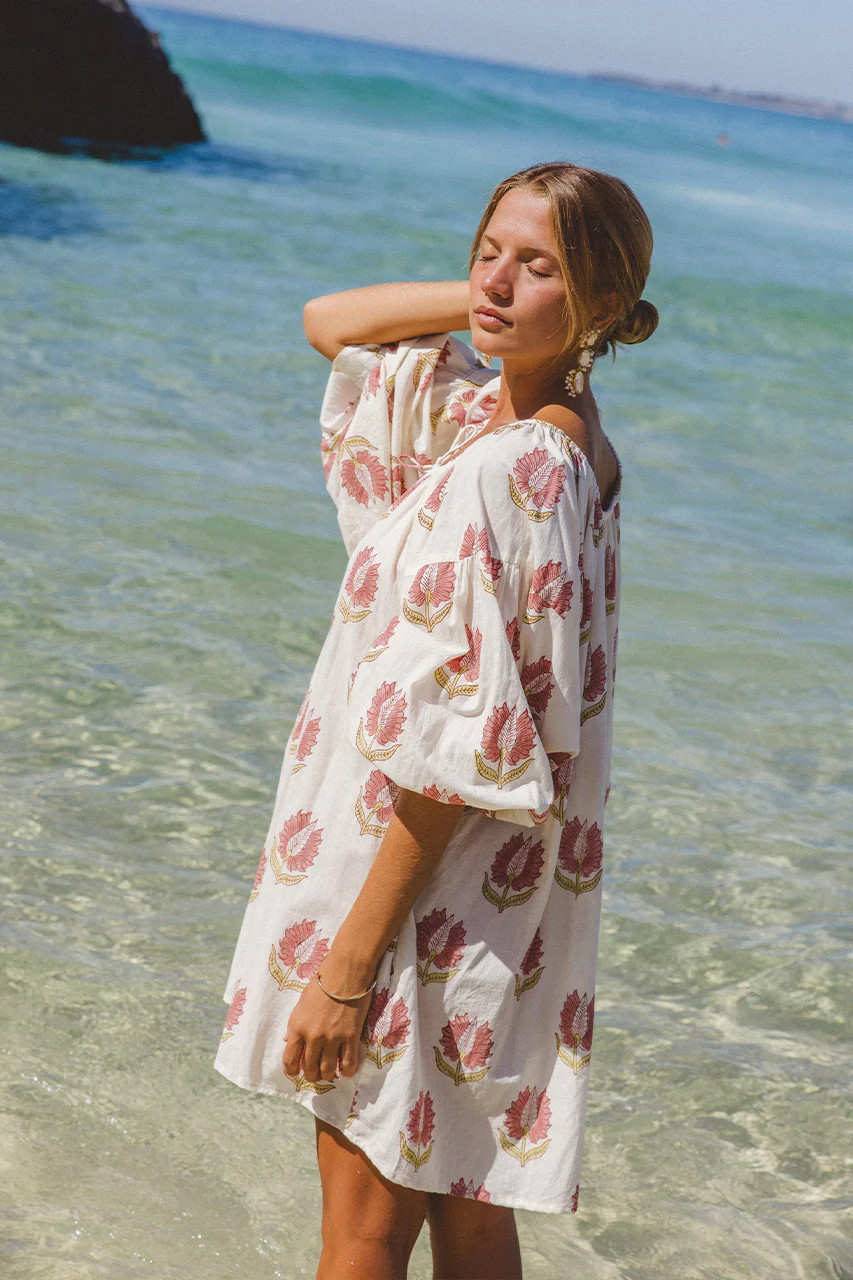 Ria Mini Dress ~ Strawberry Cream | A Slow Fashion Wardrobe Staple | Daughters of India