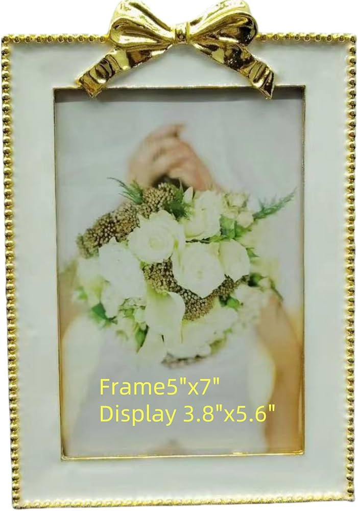 Picture Frame 4x6,Gold Bow Picture frame,Photo Display 4x6, Metal Photo Frame Vertical Tabletop G... | Amazon (US)