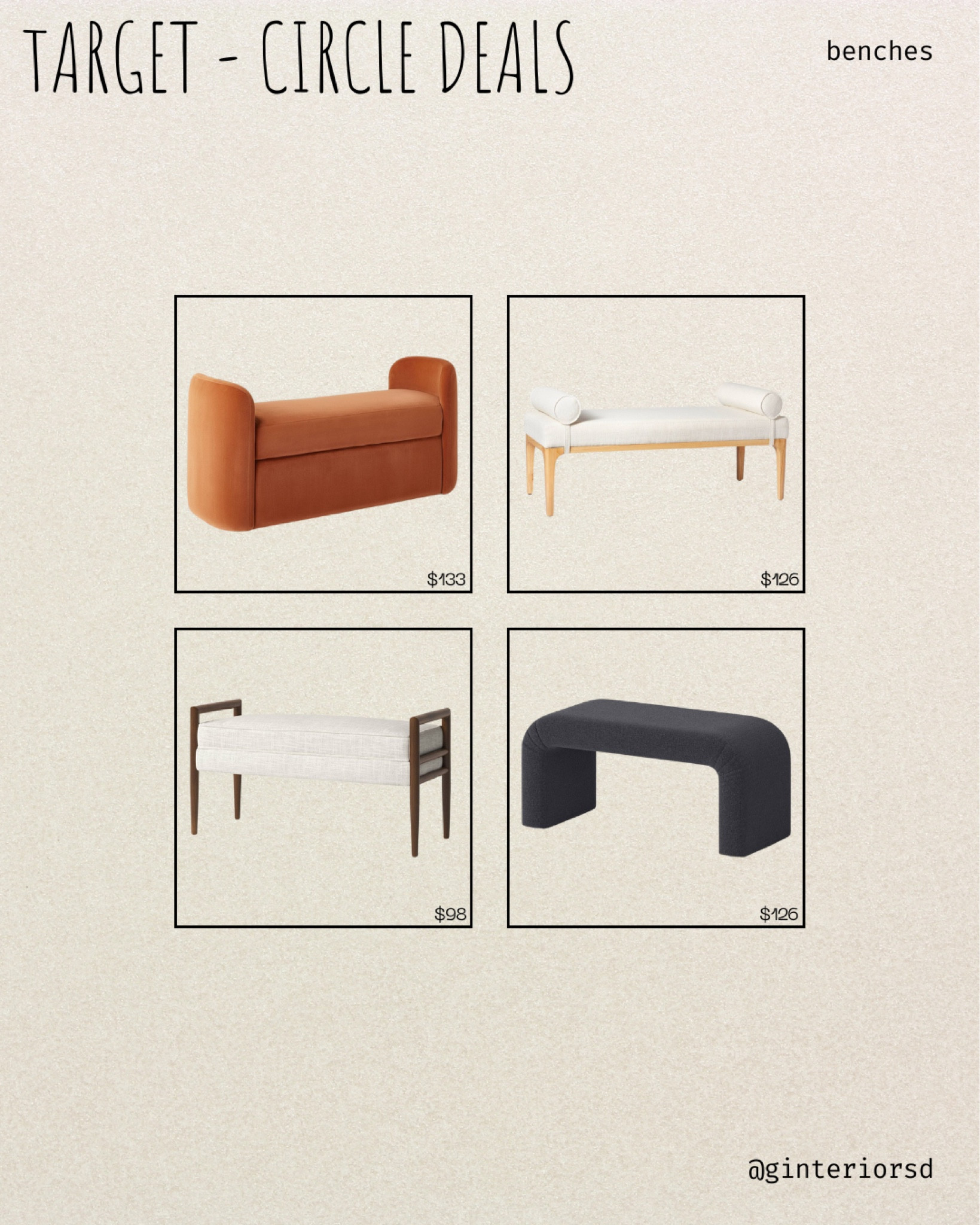 Target Circle Deals - benches

#LTKStyleTip #LTKHome #LTKU