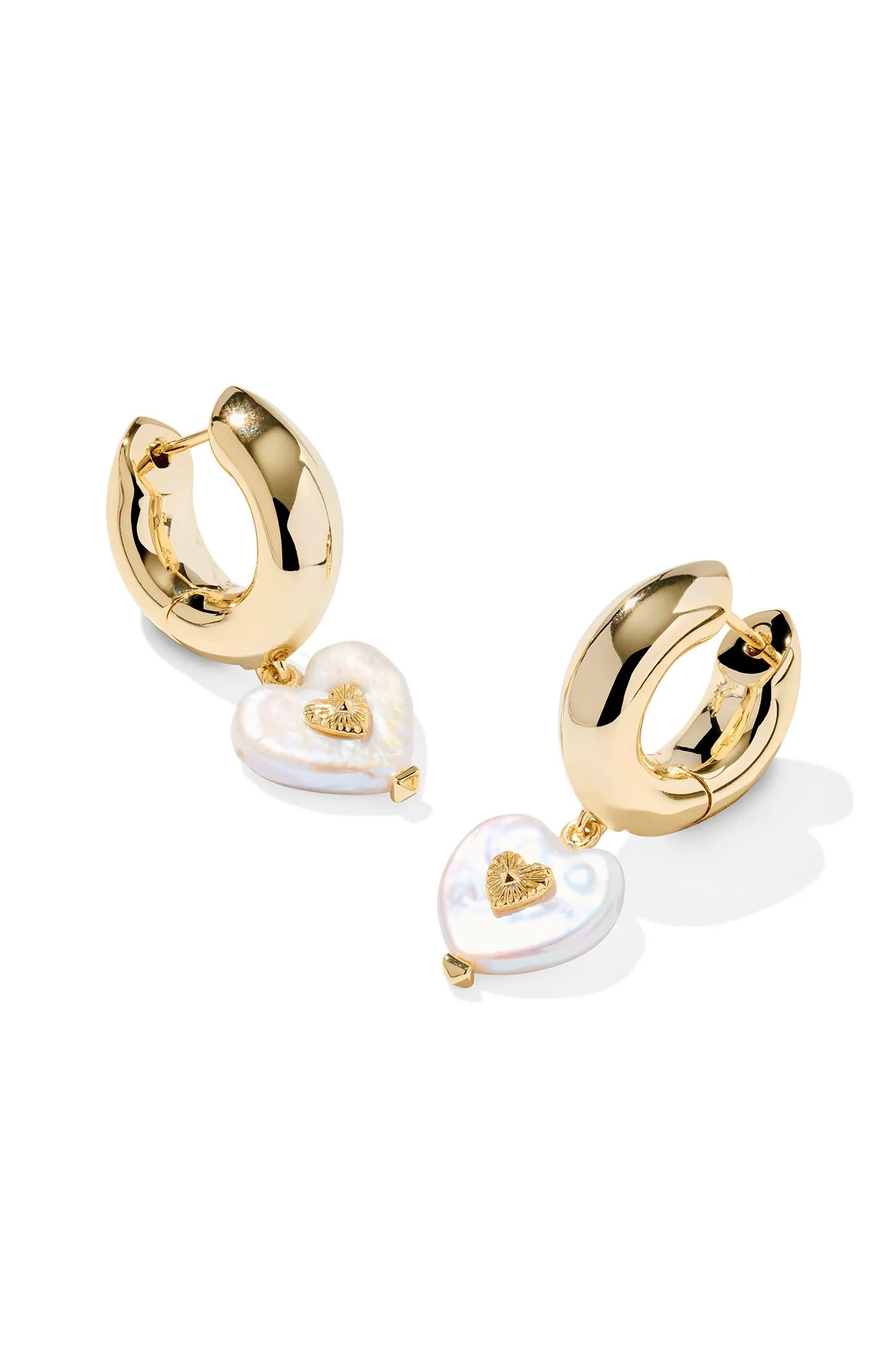 Sasha Heart Huggie Earrings Gold Freshwater Cultured Pearl | Hello Molly (US)