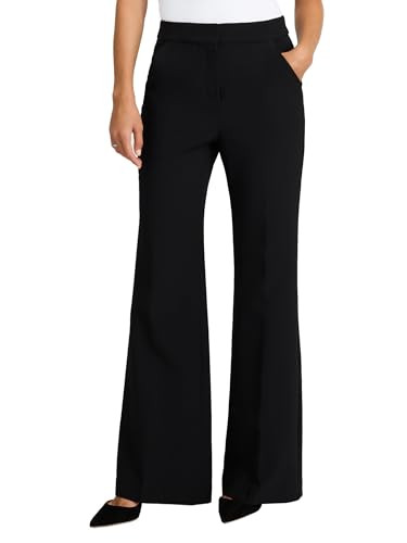 EXPRESS Women’s Editor Pants – High Rise Stretch Trouser Flare Dress Pant, Work or Event, Machine Washable – Black | Amazon (US)