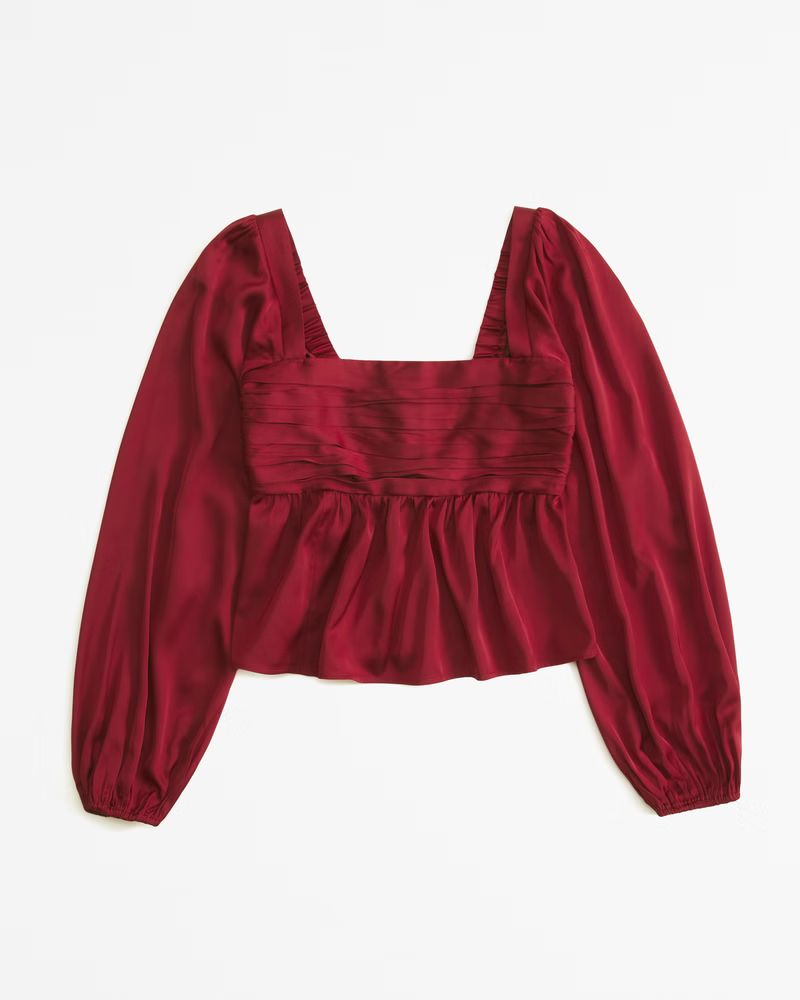 Emerson Satin Long-Sleeve Top | Abercrombie & Fitch (US)