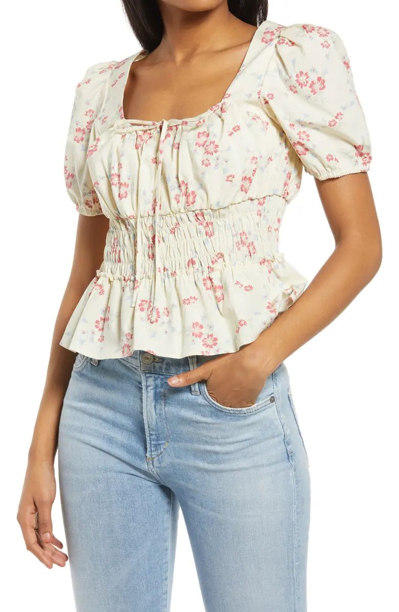 WAYF Lucian Floral Smocked Waist Top | Nordstrom | Nordstrom