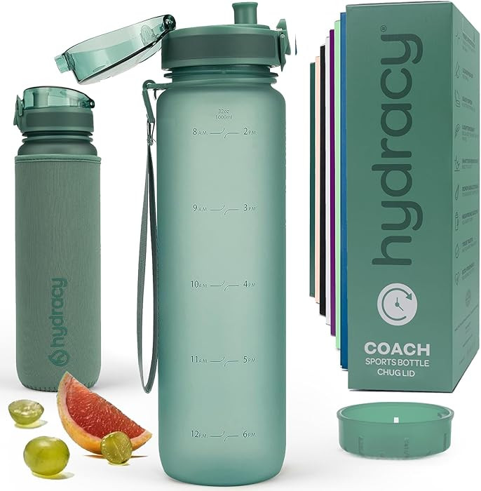 Hydracy Water Bottle with Time Marker -Large BPA Free Water Bottle & No Sweat Sleeve -Leak Proof ... | Amazon (US)