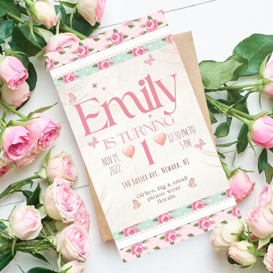 Invitation Pink Floral Party Love Shack Fancy Theme Girl Party Theme Bridal Baby Shower Digital I... | Etsy (US)