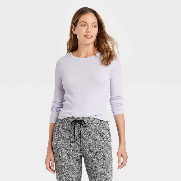 Women's Long Sleeve Ribbed T-Shirt - A New Day™ | Target
