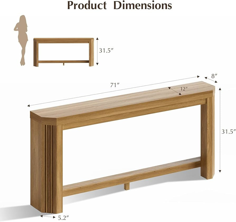 71" Long Console Table for Entryway, Narrow Sofa Table Behind Couch, Farmhouse Storage Entryway T... | Amazon (US)