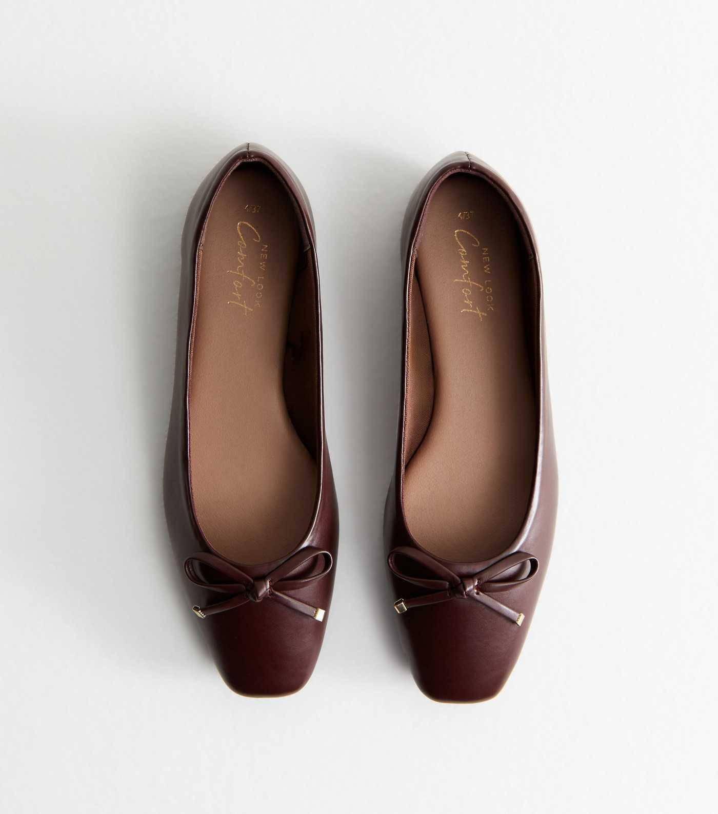 Burgundy Faux Leather Square Toe Ballerina Flats | New Look | New Look (UK)