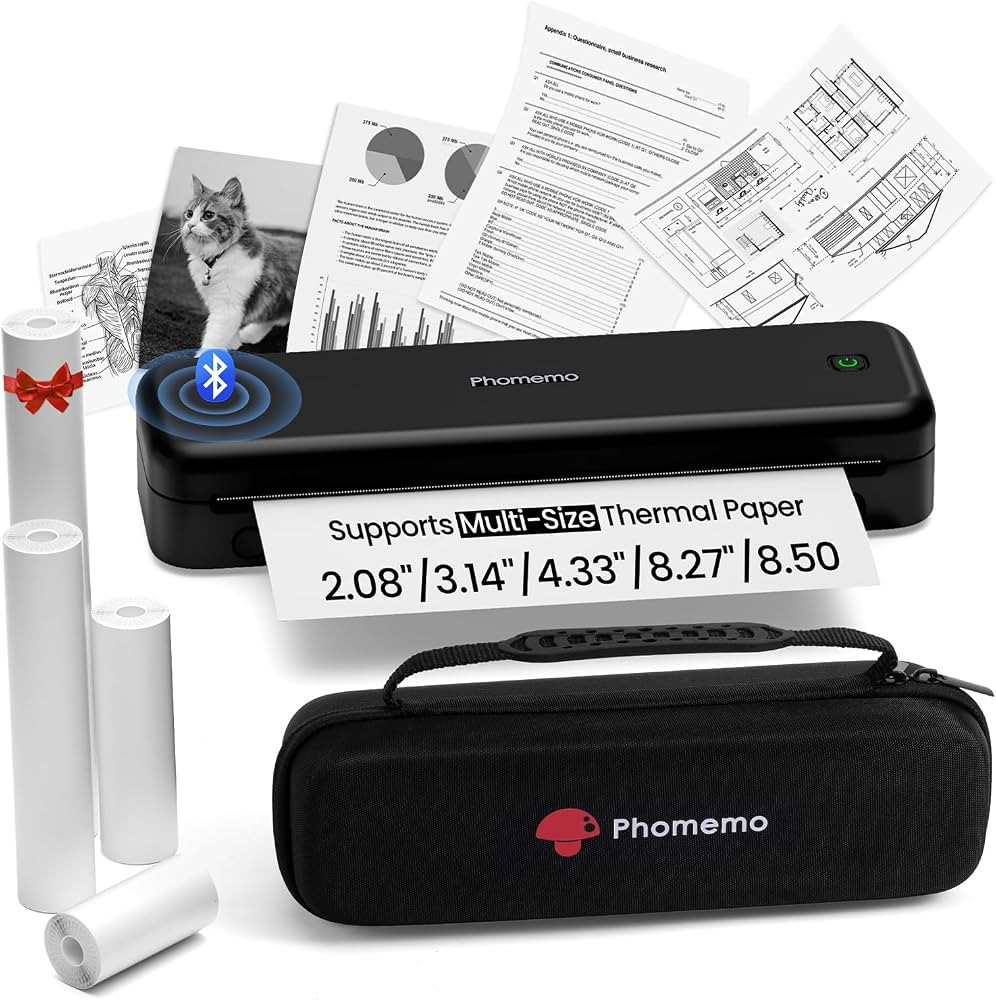Phomemo M834 Portable Printer, Thermal Printers A4 Compatible with Phone & Laptop, Bluetooth Inkl... | Amazon (UK)
