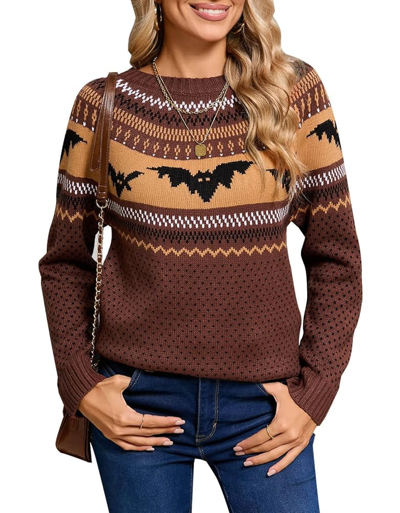 Women's Pullover Sweaters Long Sleeve Crew Neck Cute Multi-Hearts Knitted Casual Sweater | Amazon (US)