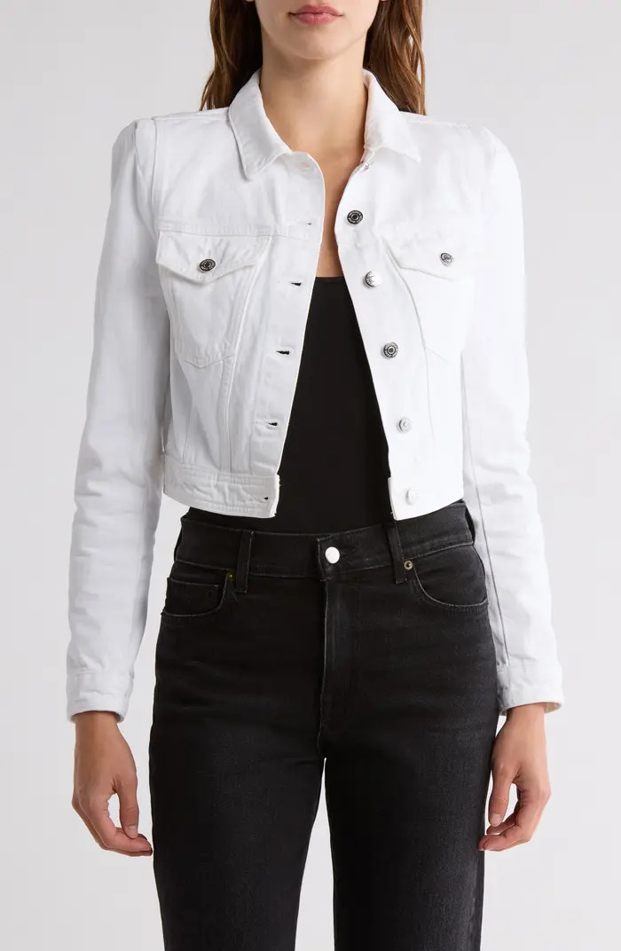 Veronica Beard Hartford Strong Shoulder Crop Denim Jacket | Nordstromrack | Nordstrom Rack