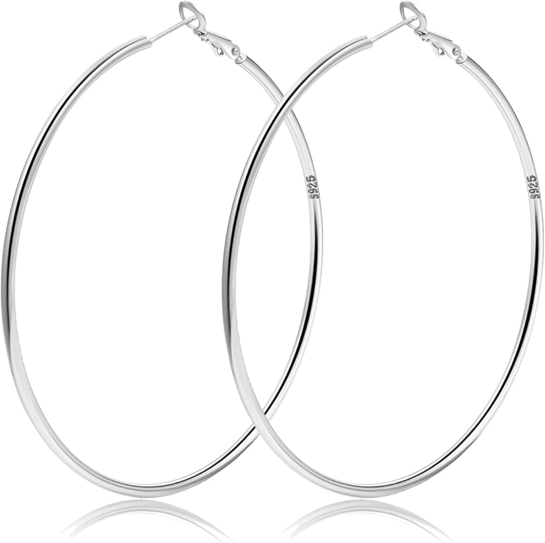 2mm Sterling Silver Big Hoop Earrings For Women Sterling Silver Hoop Earrings Large Silver Hoop E... | Amazon (US)