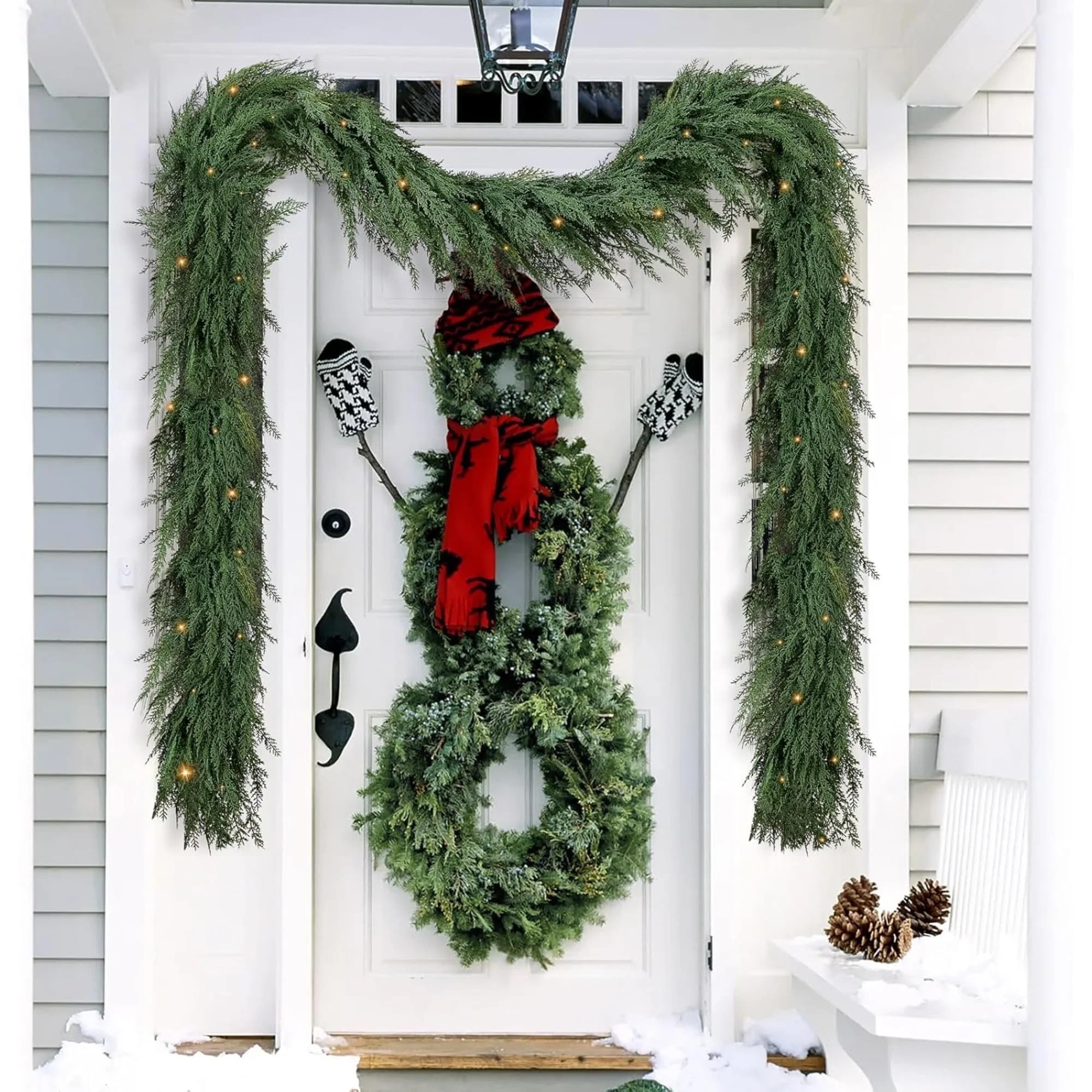 JEZWX 12ft Pre-Lit Christmas Cedar Garland – 50 Multi-Color LED Lights | Walmart (US)